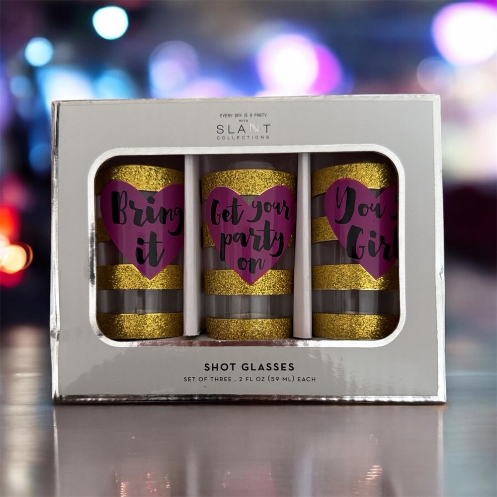Slant Collections Gold & Pink Shot Glass Set - 'Get Your Party On'